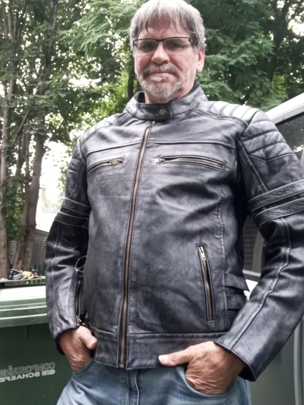 Men's SHADOW Motorcycle Distressed Cowhide Leather Armor